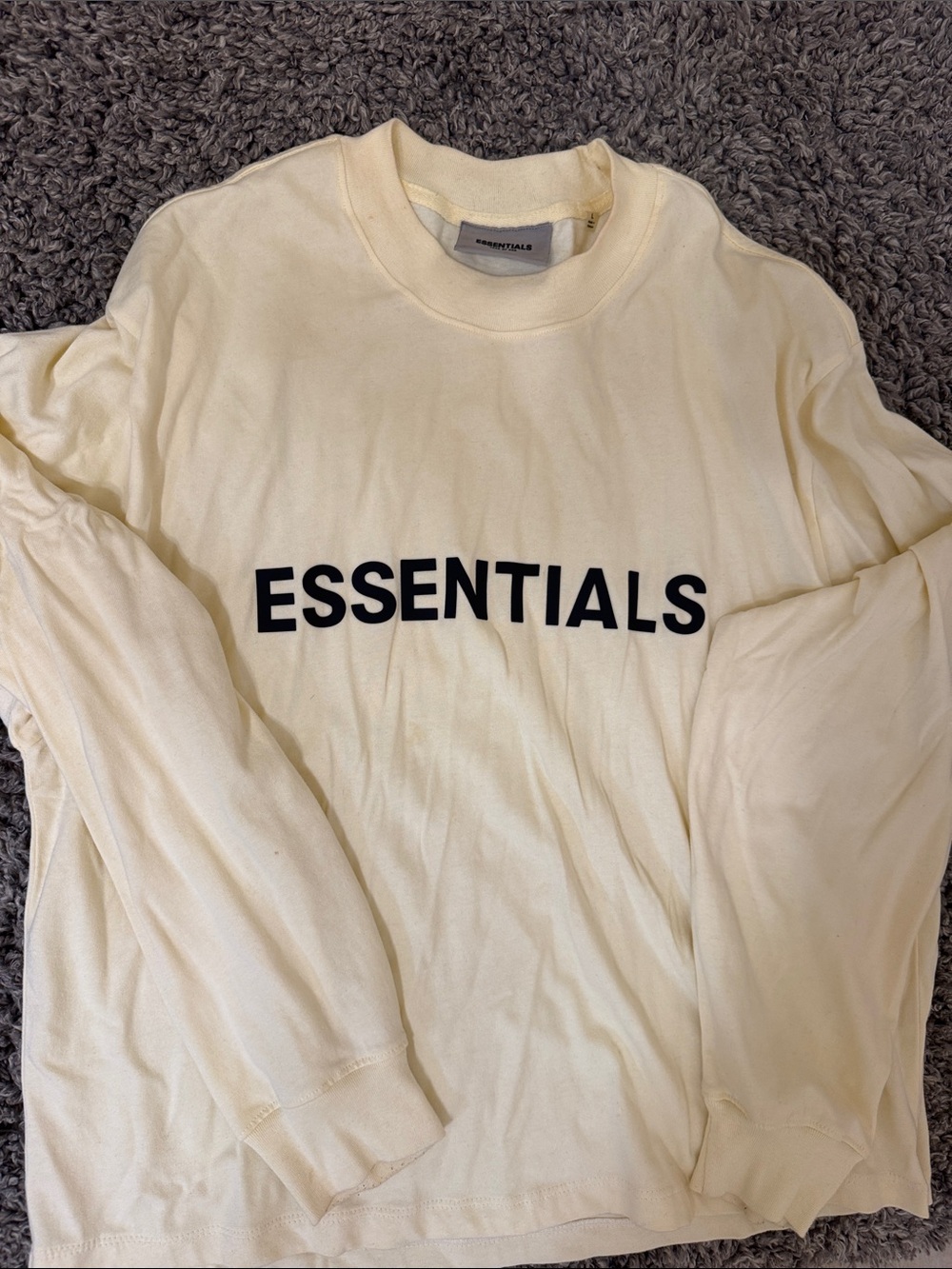 Essentials Crewneck Sweatshirt in Cream with Black Logo